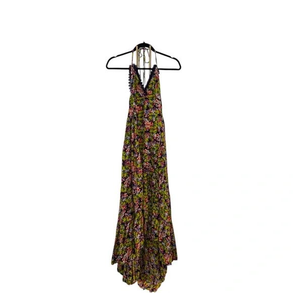 FP One Free People Green Purple High low Floral Halter Maxi special occasion - Picture 3 of 16